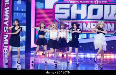 Goyang, South Korea. 24th June, 2020. South Korean K-Pop girl group Nature, performs on the stage during a MBC TV K-Pop music chart program 'Show Champion' at MBC Dream Center in Goyang, South Korea on June 24, 2020. (Photo by: Lee Young-ho/Sipa USA) Credit: Sipa USA/Alamy Live News Stock Photo