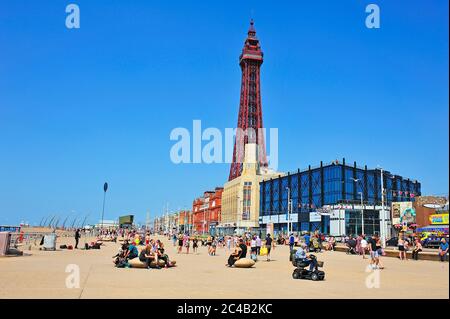 Blackpool Promenade on a hot June day before the July 4th 2020 restrictions are lifted Stock Photo