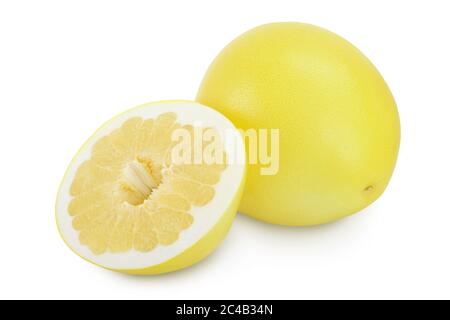 pomelo with half isolated on white background with clipping path and full depth of field Stock Photo