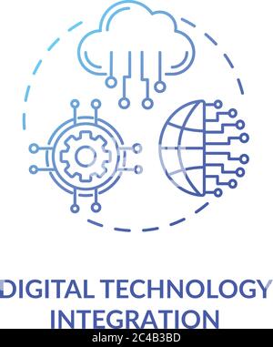 Digital technology integration blue gradient concept icon Stock Vector