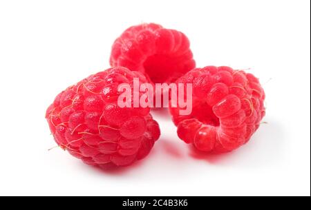 Fresh raspberries close-up isolated on a white background Stock Photo