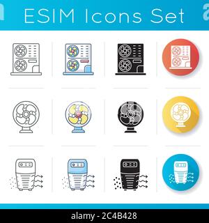 Heating and conditioning icons set Stock Vector