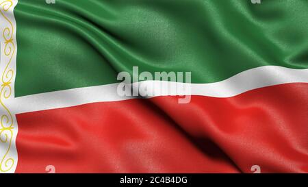 Flag of the Republic of Chechnya, Russia, 3-D illustration Stock Photo