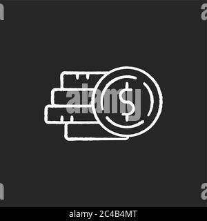 Pile of money chalk white icon on black background Stock Vector