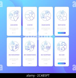 Self improvement onboarding mobile app page screen with concepts Stock Vector