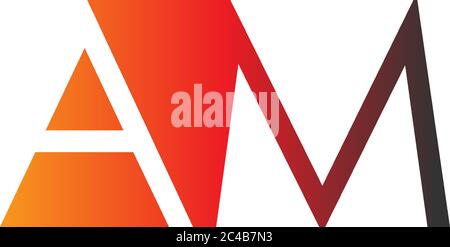 Letter AM logo combination, in gradations color Stock Vector