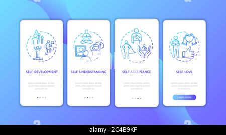 Psychological awareness onboarding mobile app page screen with concepts Stock Vector