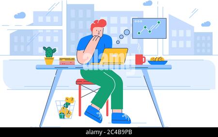 Stock market trading semi flat RGB color vector illustration Stock Vector