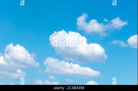 Cumulus clouds on blue sky, nature background Stock Photo