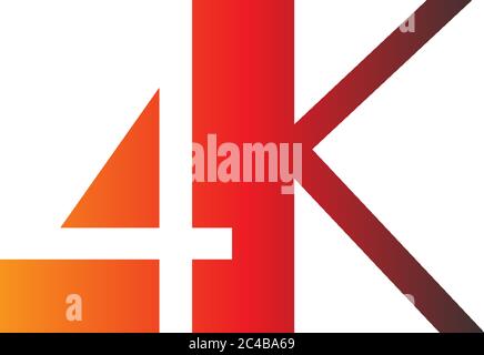 Letter 4K logo combination, in gradations color Stock Vector