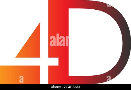 Letter 4D logo combination, in gradations color Stock Vector