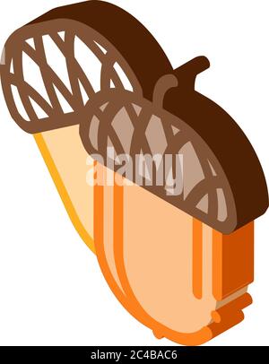 acorn nut isometric icon vector illustration Stock Vector