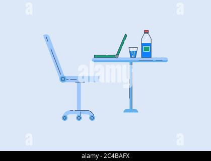 Remote workplace semi flat RGB color vector illustration Stock Vector