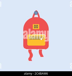 School rucksack semi flat RGB color vector illustration Stock Vector