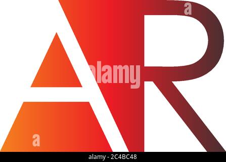 alphabet letter AR A R combination in blue and orange colors suitable ...
