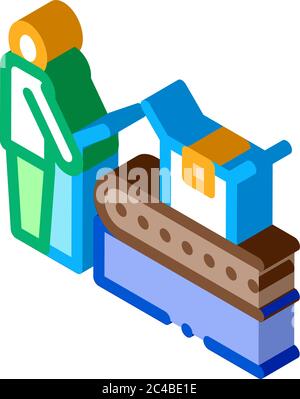 juice packaging conveyor isometric icon vector illustration Stock Vector