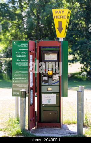 Pay and display ticket machine. Teston Bridge Country Park, Kent. UK