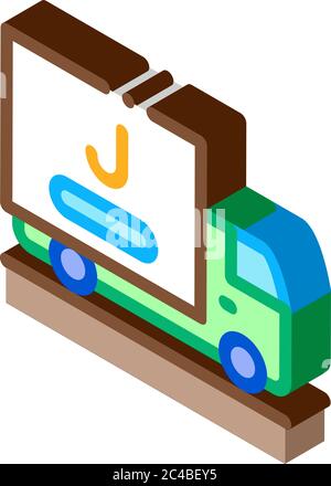 juice delivering truck isometric icon vector illustration Stock Vector