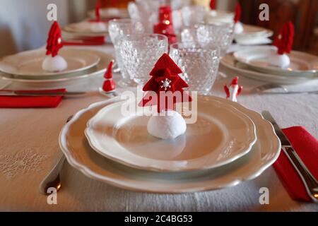 Christmas table setting Stock Photo
