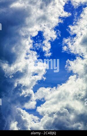 Bright deep blue sky beautiful clouds and fresh air for background Stock Photo