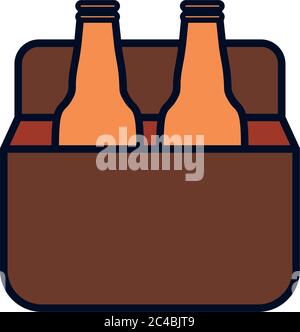 box with beer bottles icon over white background, flat style, vector ...