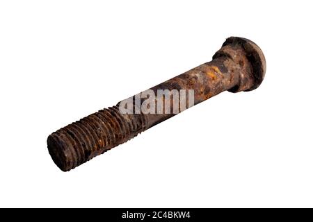 Rusty metal bolt isolate on a white background close-up. Stock Photo