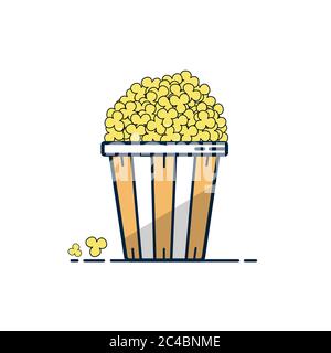 Popcorn icon. Pop corn, bucket, box. Cinema concept. Vector illustration can be used for watching movie, takeaway food, snack Stock Vector