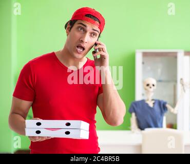 The concept of very slow pizza deliver service Stock Photo