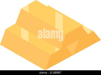 isometric money cash currency gold bars stacked isolated on white background vector illustration flat icon Stock Vector