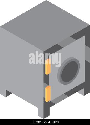isometric money cash currency safe box banking isolated on white background vector illustration flat icon Stock Vector