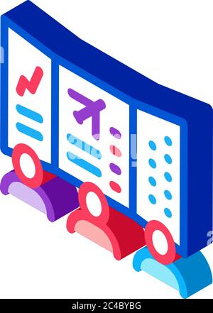 air navigation dispatcher display isometric icon vector illustration Stock Vector