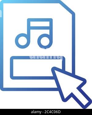 paper document with music note and arrow index gradient style icon vector illustration design Stock Vector