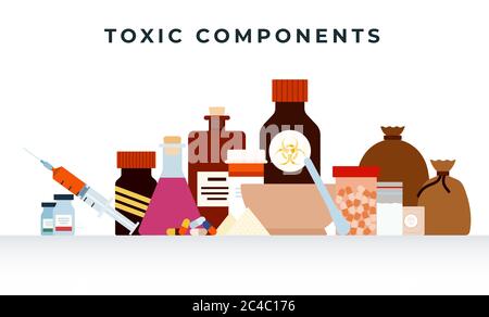 Toxic components flat design vector illustration. Stock Vector