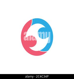 hug people simple geometric circle logo vector Stock Vector