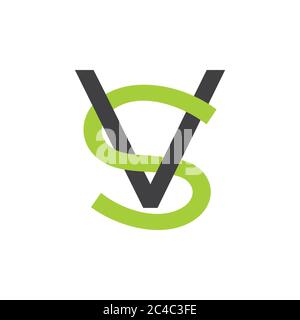 letter vs simple linked line logo vector Stock Vector