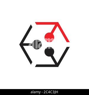hexagonal box dots arrow logo vector Stock Vector