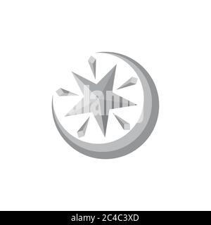 shine moon star 3d gradient logo vector Stock Vector