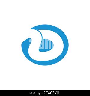letter d circle curves negative space logo vector Stock Vector