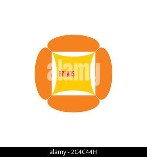 bread square design logo vector Stock Vector