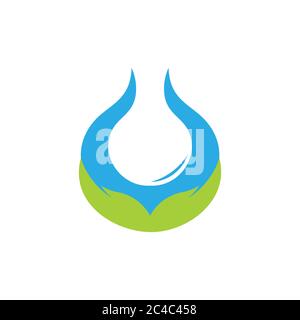 abstract water drop leaf hand care logo Stock Vector