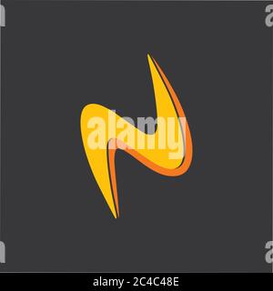 abstract letter n thunder shape simple curves logo vector Stock Vector