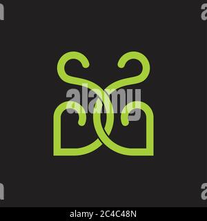 letters ss linked curves line loop design logo Stock Vector
