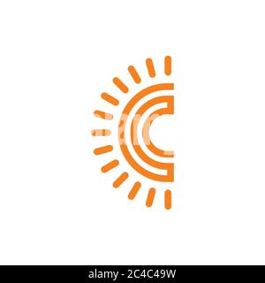 letter d sun rays stripes geometric design logo vector Stock Vector ...