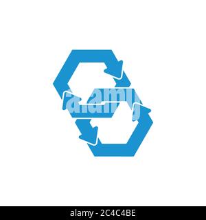linked circle hexagonal arrows process symbol vector Stock Vector