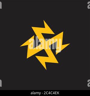 thunder bolt energy circle geometric line logo vector Stock Vector