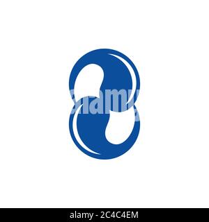 linked blue water abstract logo vector Stock Vector