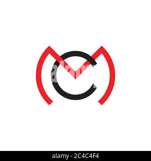 letter cm circle linked geometric line logo vector Stock Vector