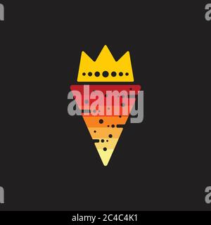 pizza gradient king crown logo vector Stock Vector