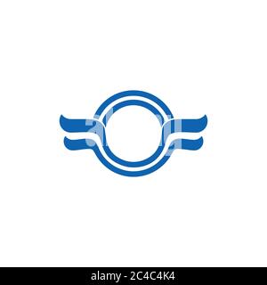 circle curves stripes wings logo vector Stock Vector