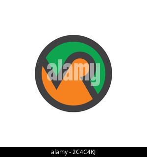 letter vr circle line geometric logo vector Stock Vector
